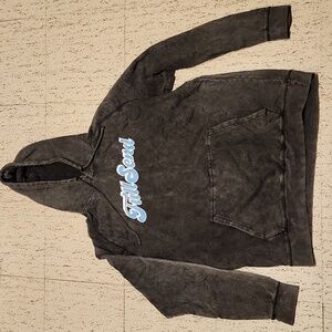 Full Send Gray Smoke Retro Spellout Pullover Hoodie Sweater